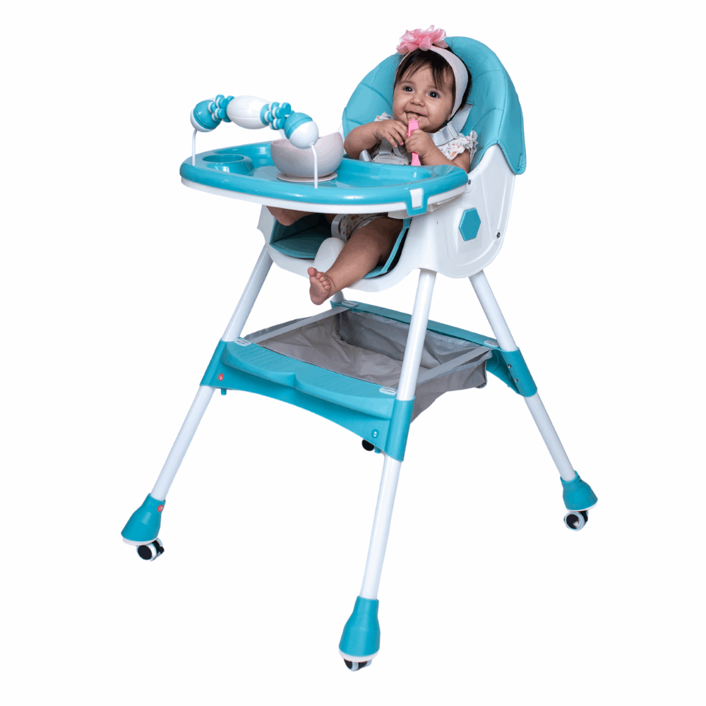 Silla de comer para bebé celeste