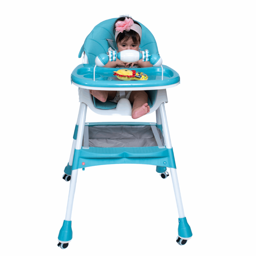 Silla de comer para bebé celeste