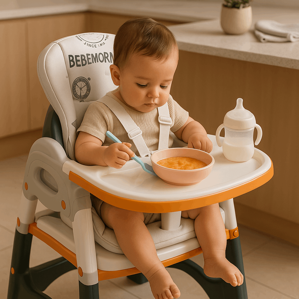 Silla de comer para bebe 3 en 1 multifunciones naranjo