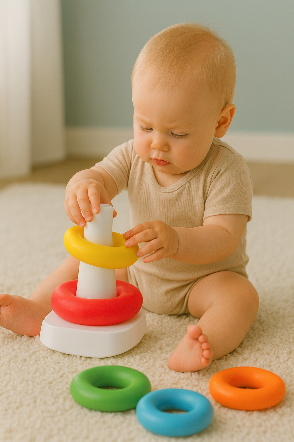 🏗️ Torre para apilar aros Didáctica Montessori
