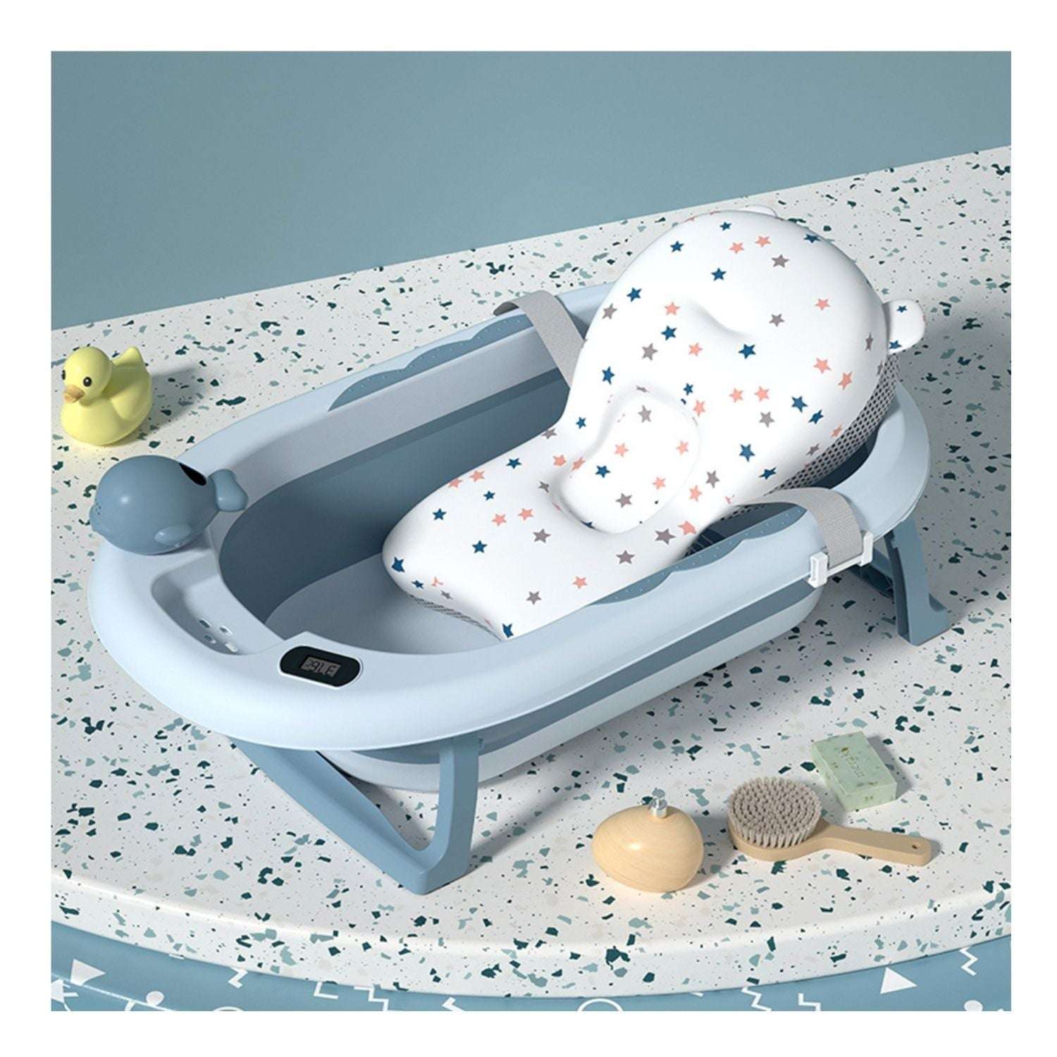 Pack Dulces Sueños y Baños Cuna Colecho L-Dream + Bañera azul