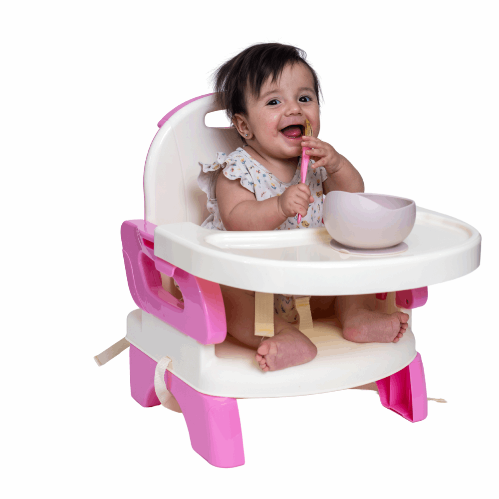 Silla de comer portatil para bebe rosado
