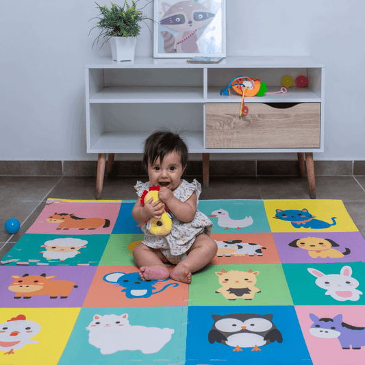 Alfombra Goma eva para bebe Diseño animales granja 1,2 x 1,2 mts
