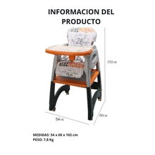 Silla de comer para bebe 3 en 1 multifunciones naranjo
