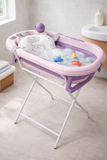 Bañera plegable con soporte para bebé Morado