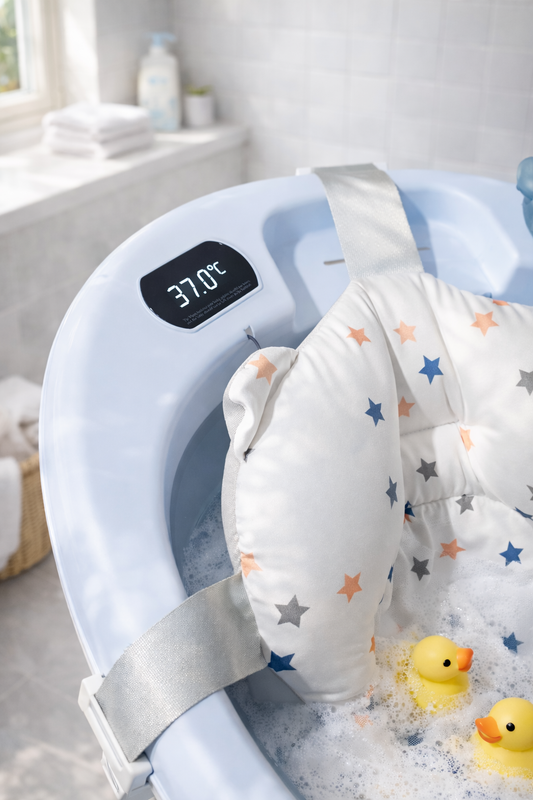 Bañera plegable con soporte para bebé azul