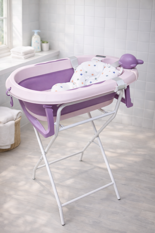 Bañera plegable con soporte para bebé Morado