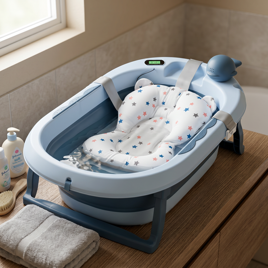 BAÑERA PLEGABLE CON TERMOMETRO TINA CON TERMOMETRO NIÑOS