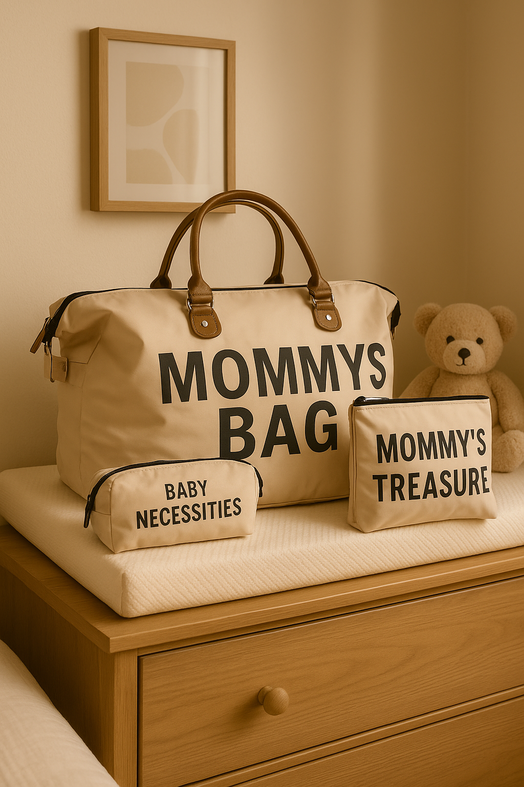 mochila maternal  mommy bag beige