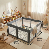PREVENTA Corral para bebe de seguridad plegable + Alfombra antigolpe Gris
