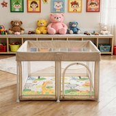 PREVENTA Corral para bebe de seguridad plegable + Alfombra antigolpe Beige