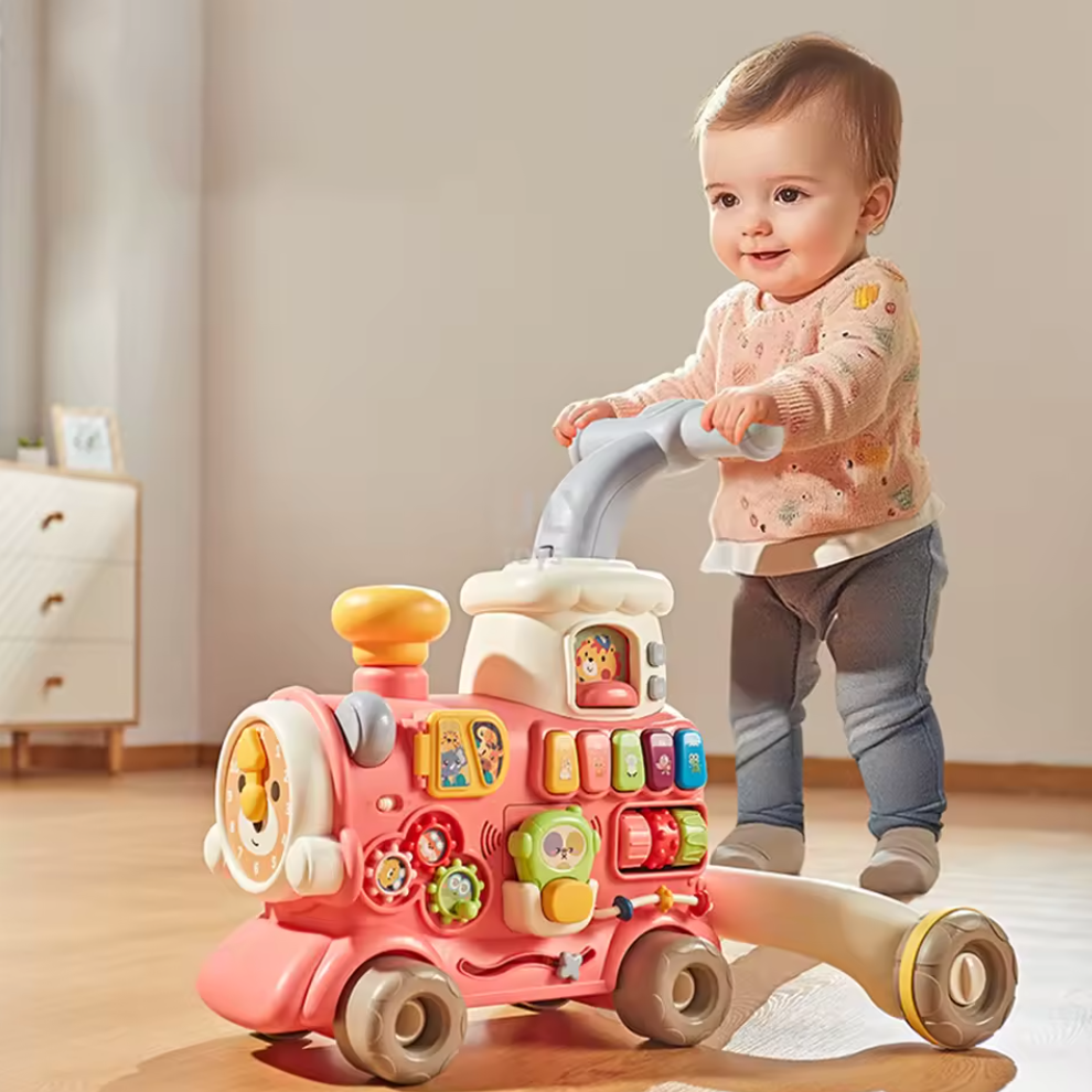 Caminadora Correpasillo Tren 3 en 1 rosada 🚂✨