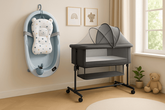Pack Dulces Sueños y Baños Cuna Colecho L-Dream + Bañera azul