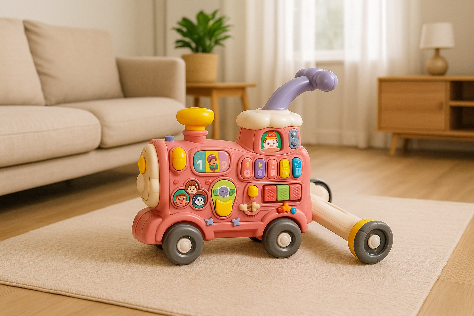 Caminadora Correpasillo Tren 3 en 1 rosada 🚂✨