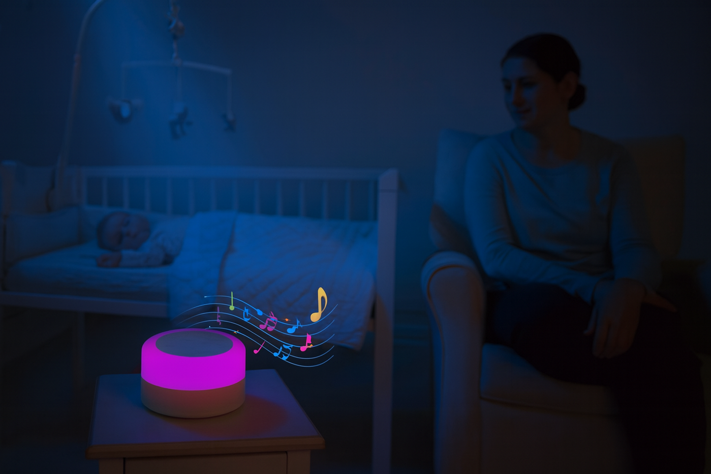 Ruido Blanco, sonido y luz de noche para Bebe Recargable y Portátil