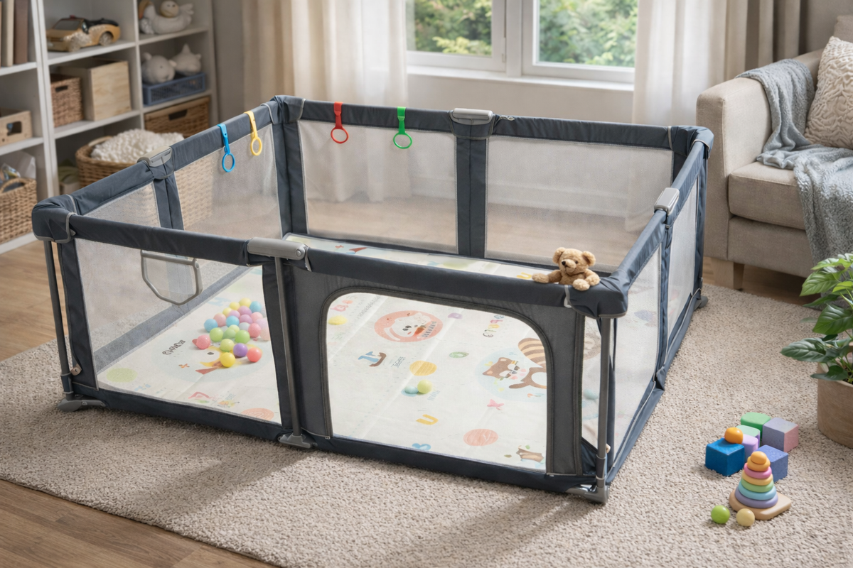 PREVENTA Corral de seguridad plegable para bebé 150×180 cm con accesorios