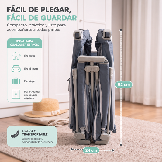 Corral de seguridad plegable para bebé 150×180 cm con accesorios gris