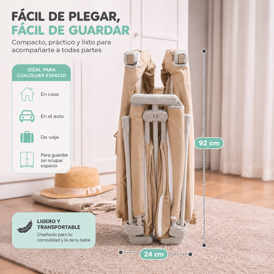 Corral de seguridad plegable para bebé 150×180 cm con accesorios beige
