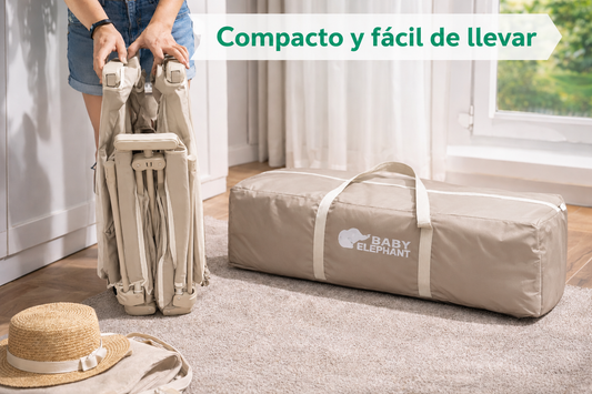 Corral de seguridad plegable para bebé 150×180 cm con accesorios beige