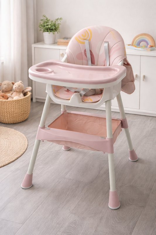 Silla de comer para bebé rosada