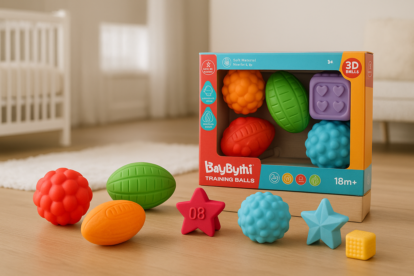 Set 6 Pelotas Texturizadas 3D – Estimulación Sensorial