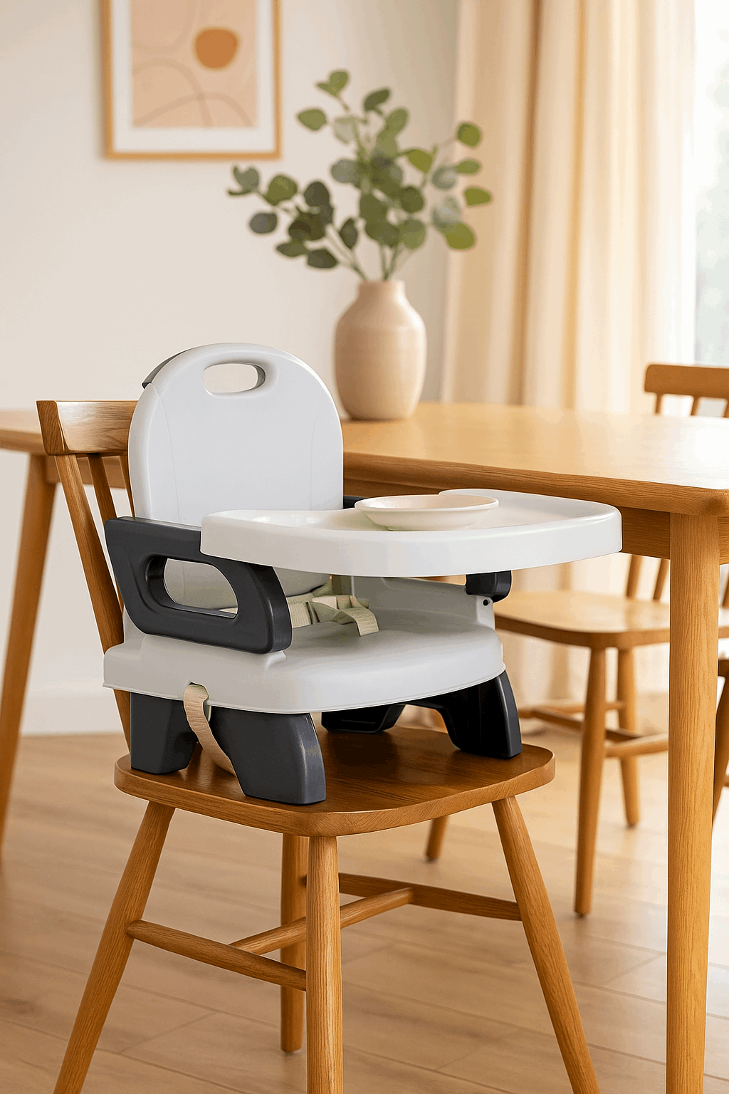 Silla de comer portable gris
