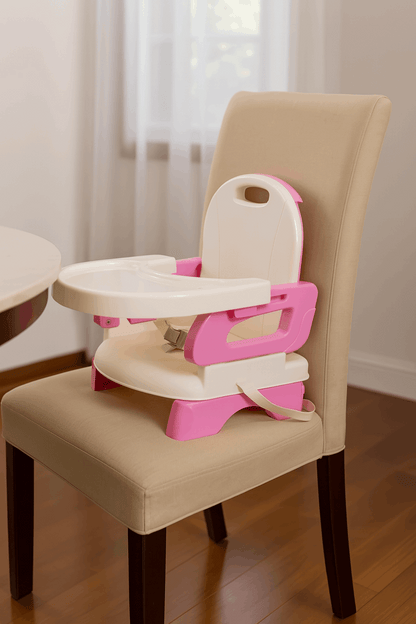 Silla de comer portatil para bebe rosado