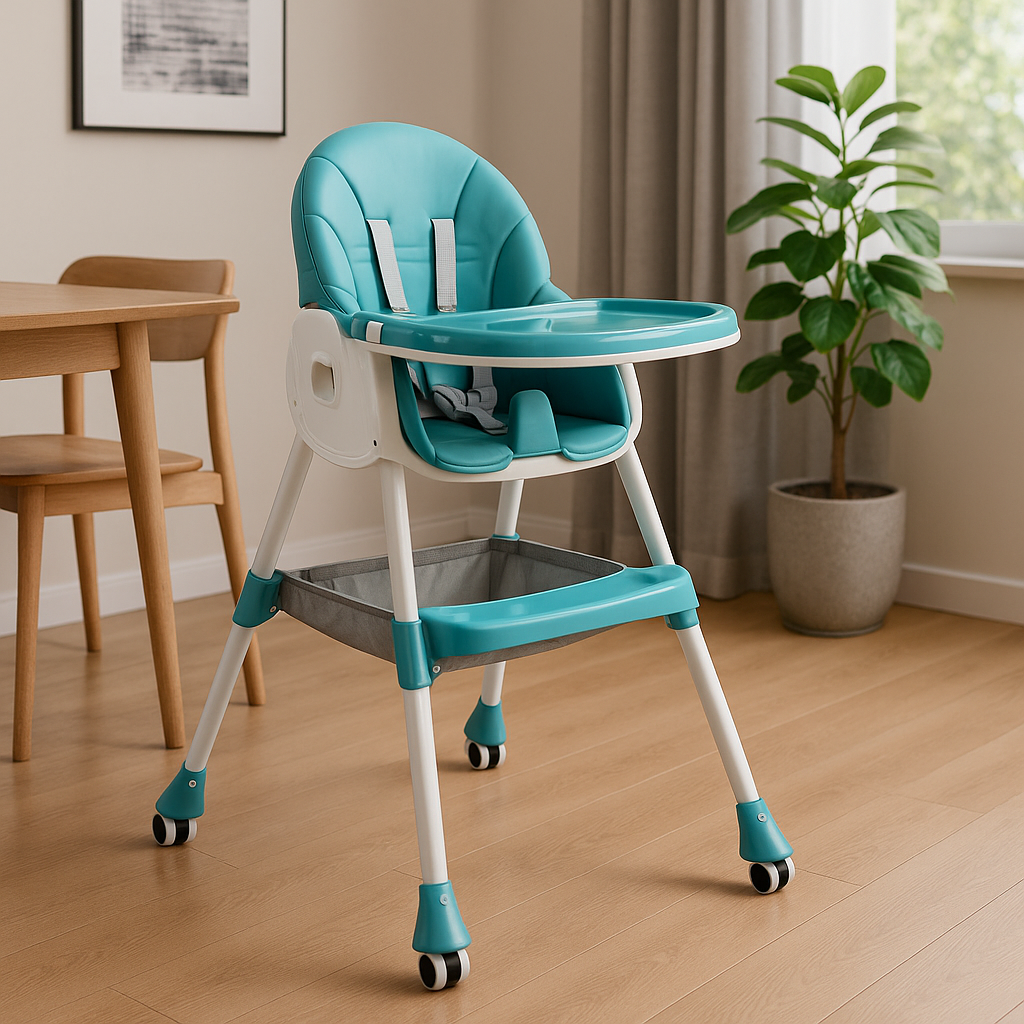 Silla de comer para bebé celeste