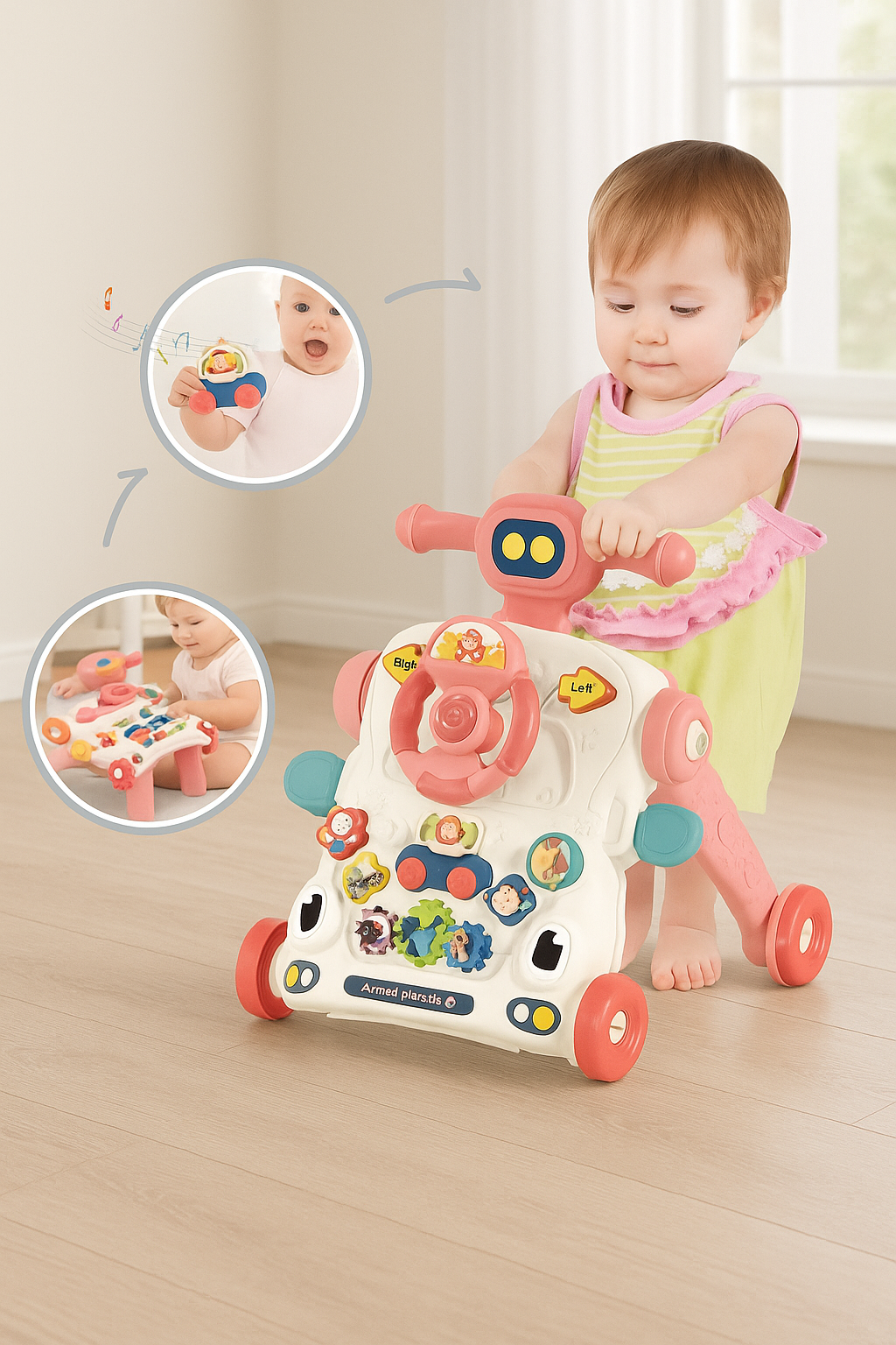 Caminadora para Bebé “Animal Paradise” – Primeros Pasos 3 en 1 rosa