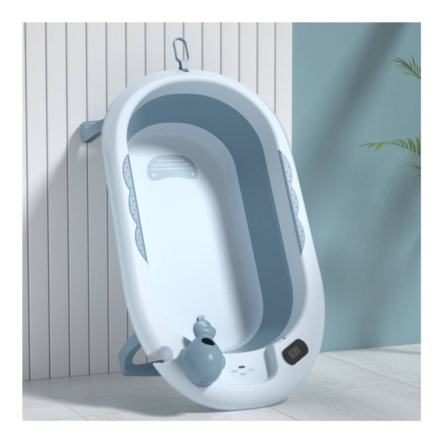 Bañera plegable con termómetro azul incluye cojin - BABY ELEPHANT