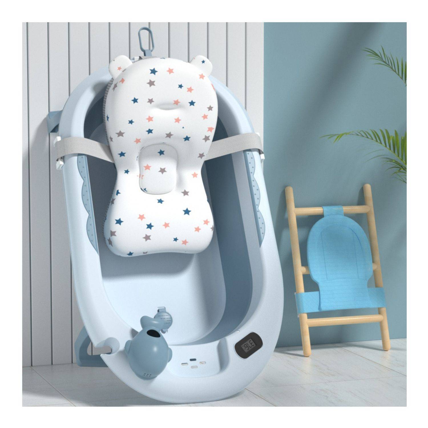 Bañera de bebé con cojin de apoyo