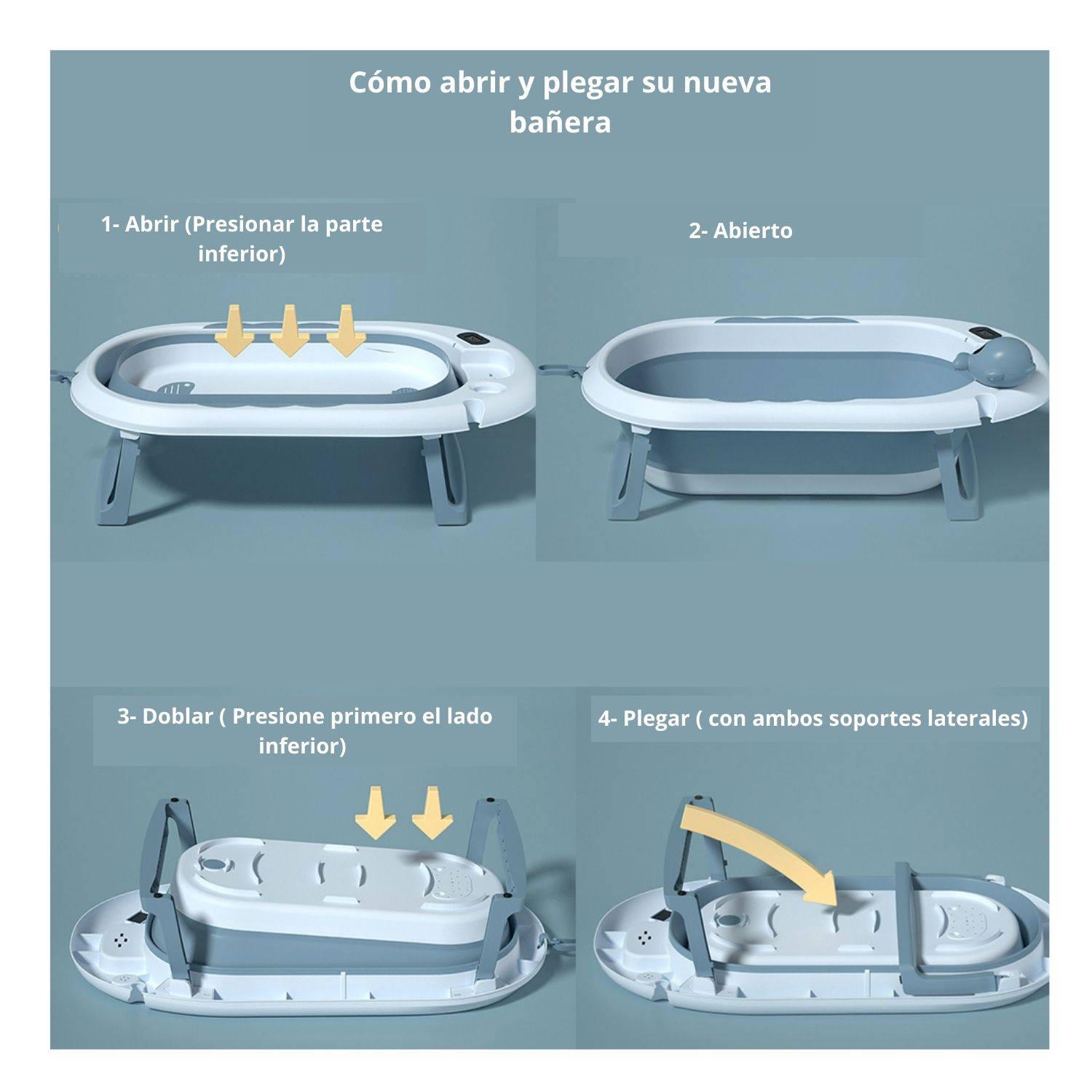 Bañera plegable con termómetro morada incluye cojin 