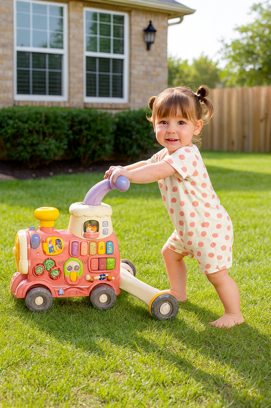 Caminadora Correpasillo Tren 3 en 1 rosada 🚂✨