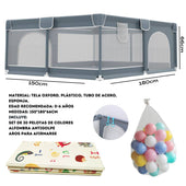 Corral para bebe de seguridad incluye accesorios 150x180cm