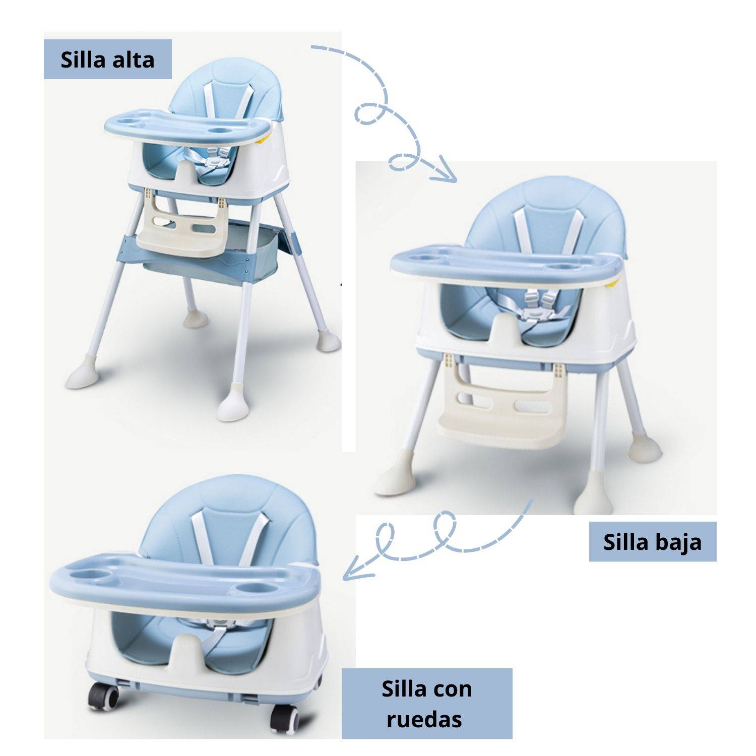 Silla de comer para bebe 3 en 1 Baby elephant azul