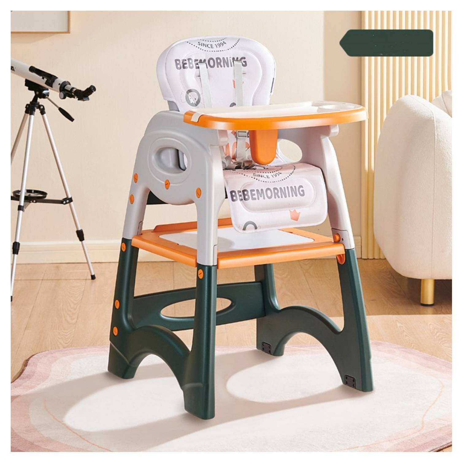 Silla de comer para bebe 3 en 1 multifunciones naranjo