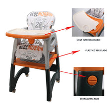 Silla de comer para bebe 3 en 1 multifunciones naranjo