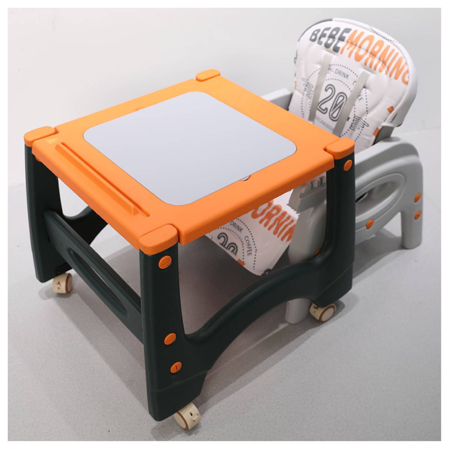 Silla de comer para bebe 3 en 1 multifunciones naranjo