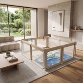 PREVENTA Corral de seguridad plegable para bebé 150×180 cm con accesorios beige