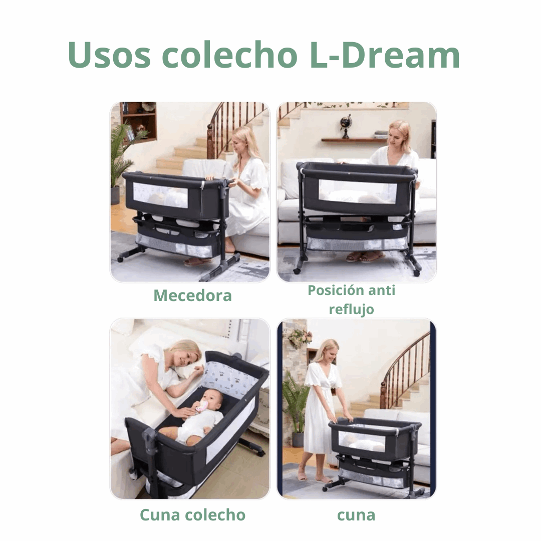 Pack Dulces Sueños y Baños Cuna Colecho L-Dream + Bañera azul
