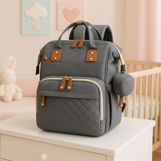 Mochila maternal multifuncional 3 en 1 gris