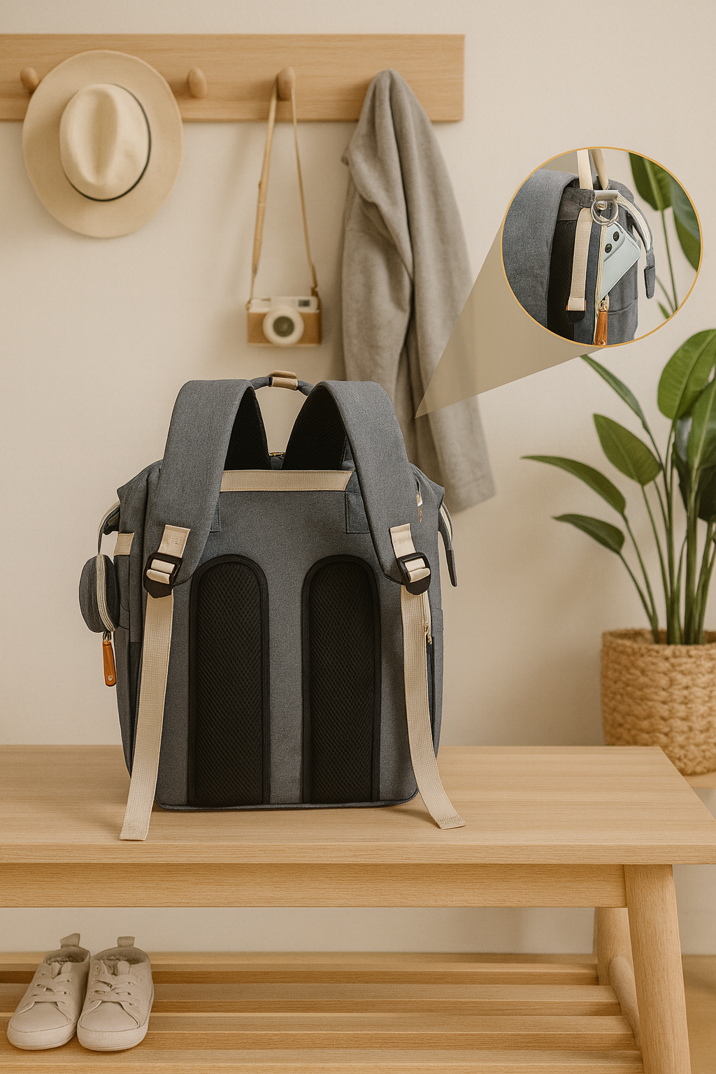 Mochila maternal multifuncional 3 en 1 negro