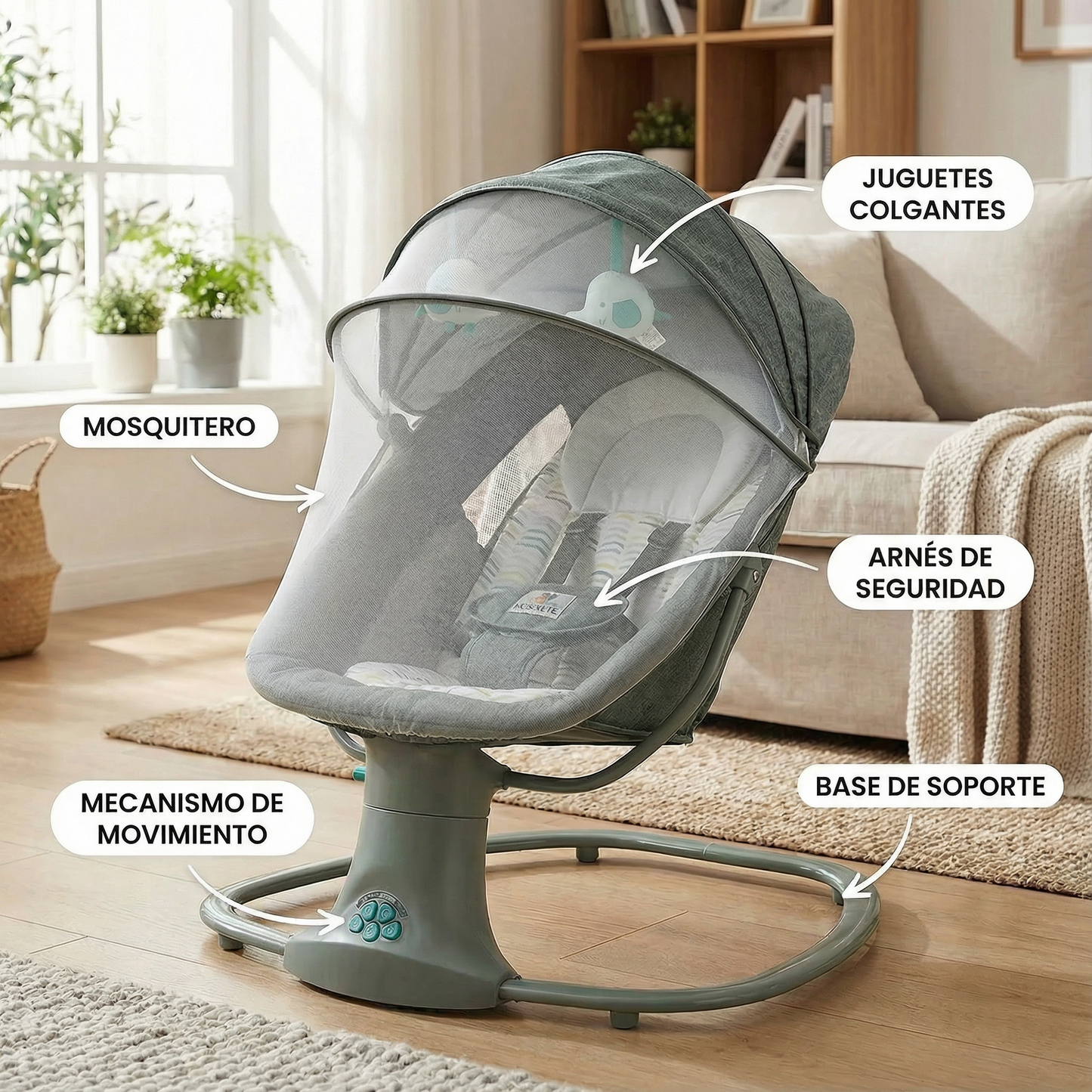 Silla mecedora para bebé musical  3 en 1