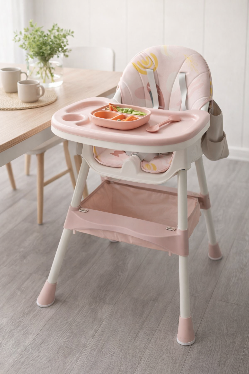 Silla de comer para bebé rosada