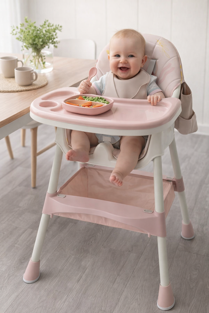 Silla de comer para bebé rosada