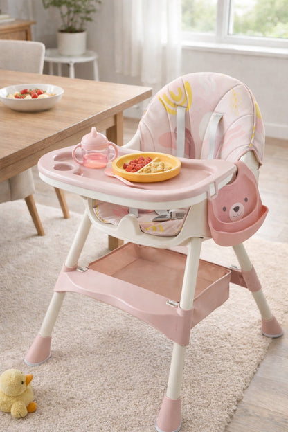 Silla de comer para bebé rosada
