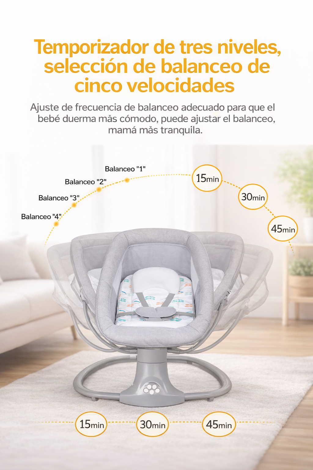 Silla mecedora para bebé musical  3 en 1