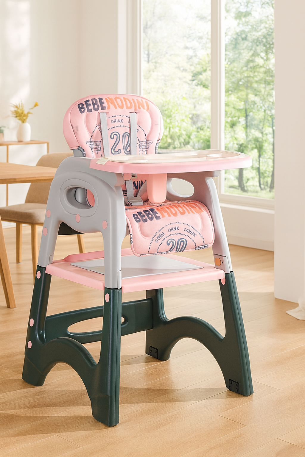 Silla de comer para bebe 3 en 1 multifunciones rosada