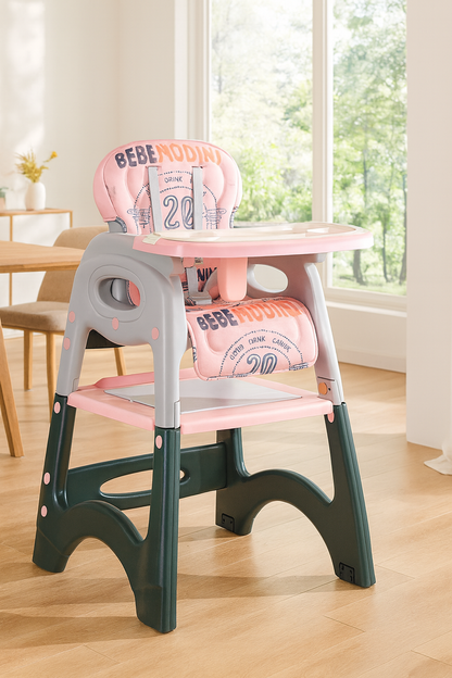 Silla de comer para bebe 3 en 1 multifunciones rosada